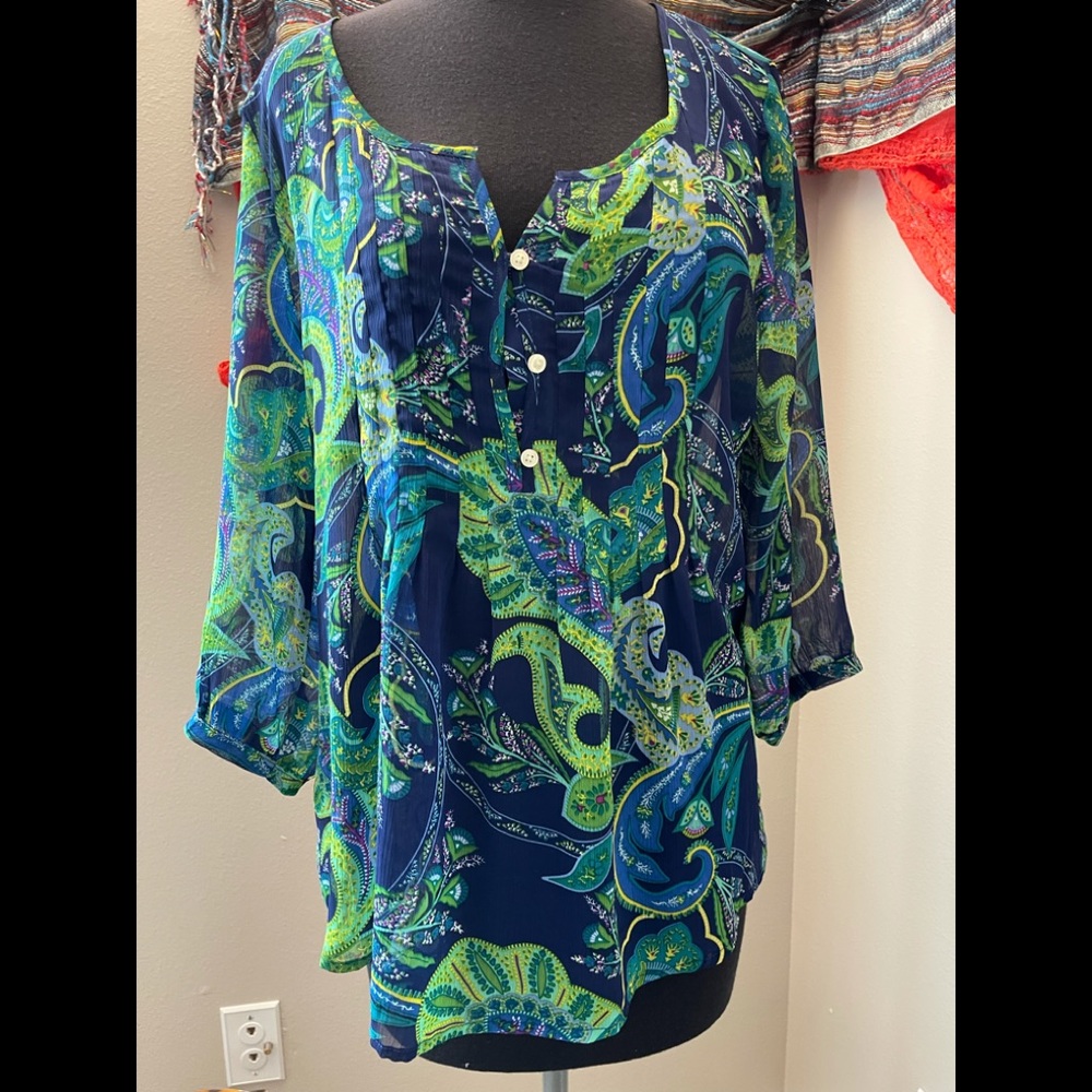 Old Navy sheer multicolored blouse.